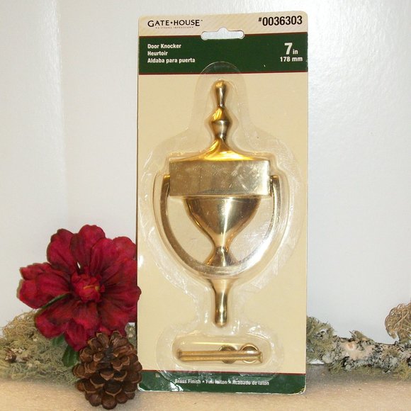 GATEHOUSE 7" Solid Brass Door Knocker NIP Polished Brass Finish - 0036303 - Picture 1 of 9
